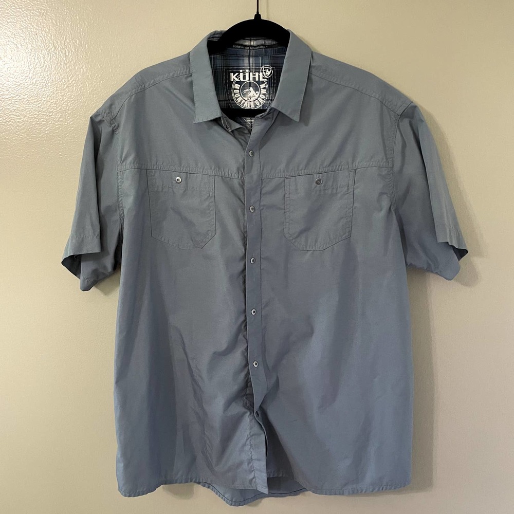 Kuhl Men's XL Extra Large Short Sleeve Button Down Blue